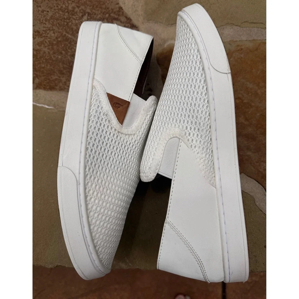 OluKai Pehuea Women's 11 White Mesh Slip On Sneakers Casual Comfort Shoes